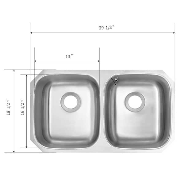 CHESHIRE 29 in. Undermount 50/50 Double Bowl 18-Gauge