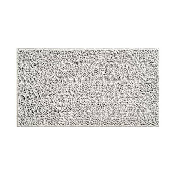 Laura Ashley Astor with TPR Backing 17 in. x 24 in. Light Gray Solid Color Polyester Rectangle Bath Mat