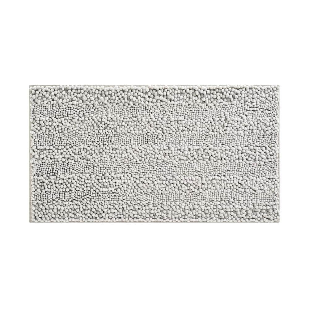 Light Gray Chenille Non-Slip Bath Mat 17" x 24"