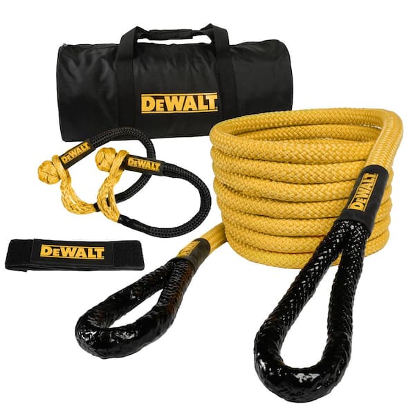 DEWALT 7/8 in. x 30 ft. Deluxe Kinetic Recovery Rope Kit, 29,300 Break Strength Includes 3/8 in. x 24 in. Shackles and Bag