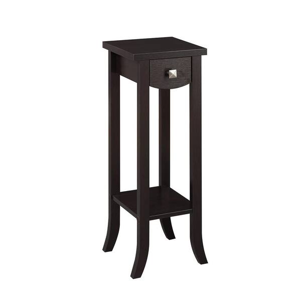 Convenience Concepts Newport Prism 32 in. Espresso Tall Square Wood Top Indoor Plant Stand with 2-Tiers