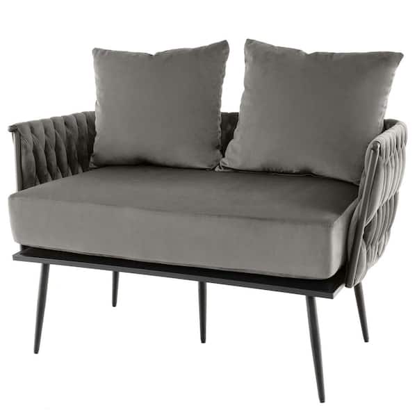 Costway Modern 43 in. Straight Arms Upholstered Dutch Velvet Rectangle
