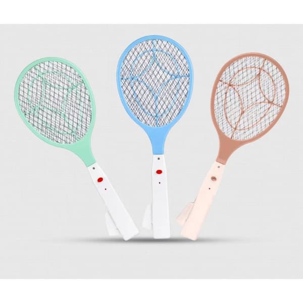 Hand Crank Self-Powered Insect Swatter, Electric Fly Swatter, Triple-Layer Protective Grid Portable Bug Catcher,Green