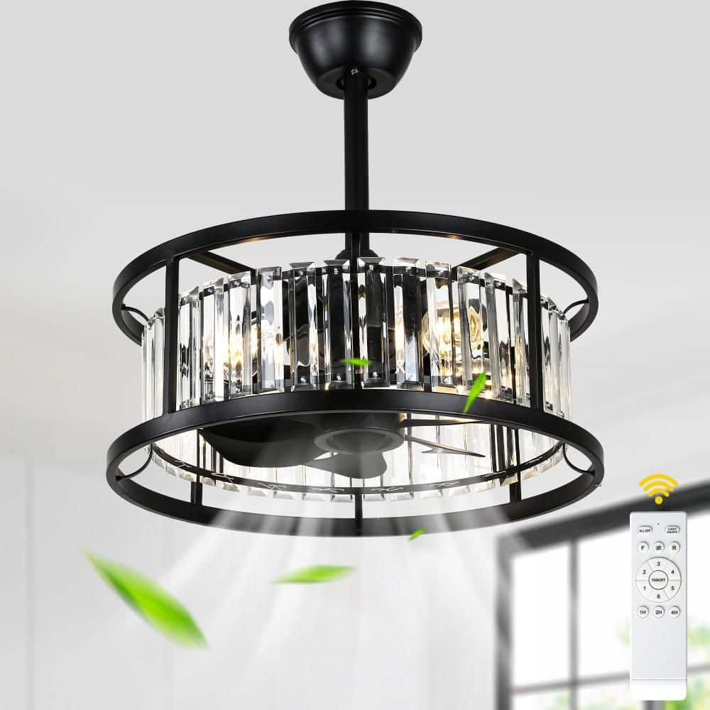 ありあけファン Oaks Aura Idahii 20 in. Black Fandelier Luxury Ceiling Fan with