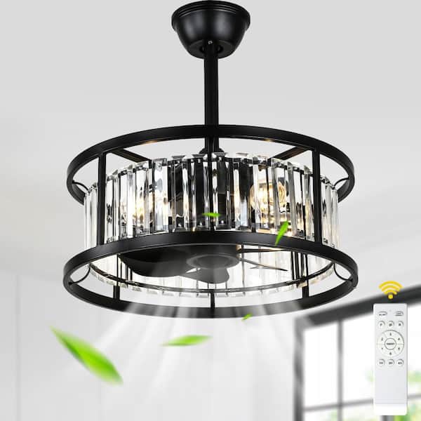 Oaks Aura Idahii 20 in. Black Fandelier Luxury Ceiling Fan with