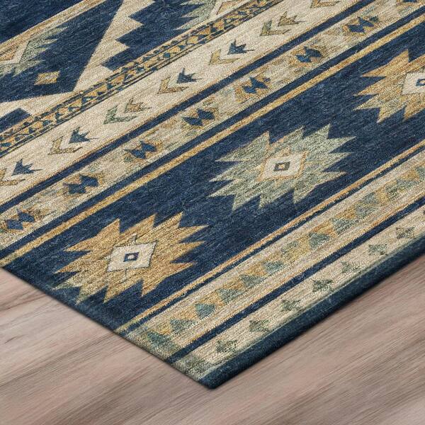 Chantille Machine Washable Indoor/Outdoor Abstract ACN3075 Navy 3 ft. x 4 ft. Area Rug