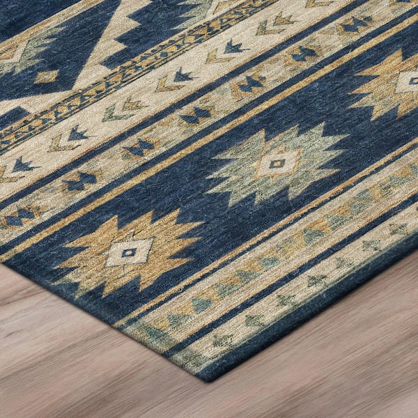 Chantille Machine Washable Indoor/Outdoor Abstract ACN3075 Navy 8 ft. x 10 ft. Area Rug