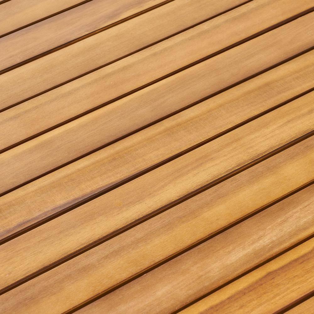 Teak Brown Acacia Wood Outdoor Square Dining Table for 4