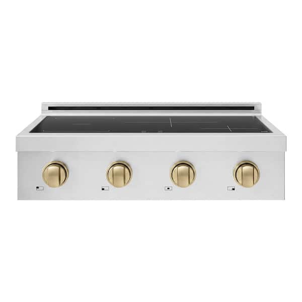 Autograph Edition 30 in. Paramount Induction Rangetop with 4 Element Cooktop in Stainless Steel and Champagne Bronze