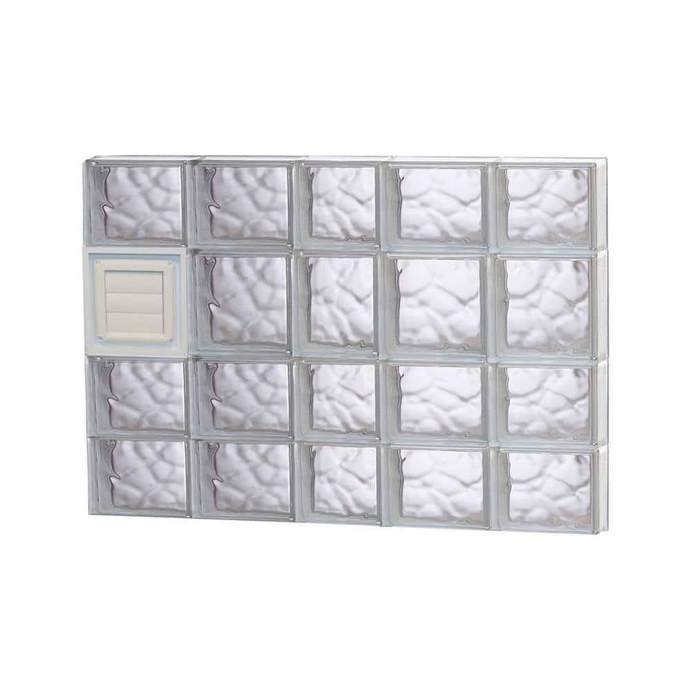 36.75 in. x 25 in. x 3.125 in. Frameless Wave Pattern Glass Block Window with Dryer Vent