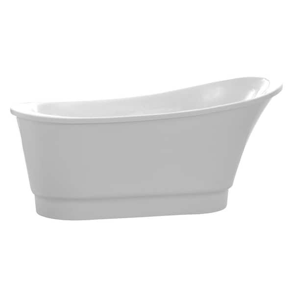 Prima Series 67 in. x 31 in. Flat Bottom Freestanding Soaking Bathtub with Center Drain and Faucet in Glossy White