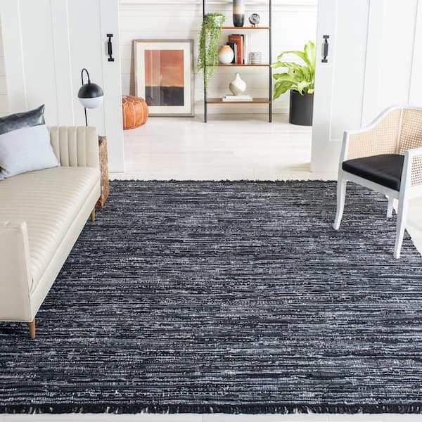 Rag Rug 10 ft. x 14 ft. Black Striped Area Rug