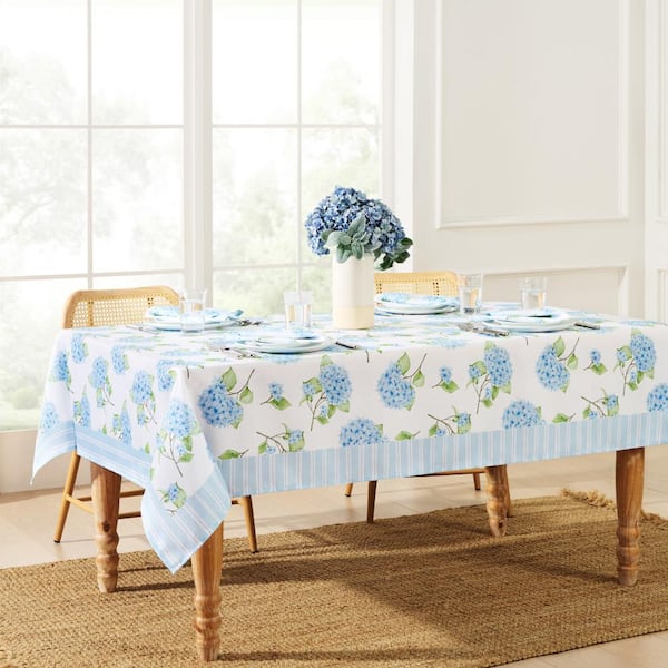 Nantucket Hydrangea Garden Tablecloth, Multicolor - 60"W x 120"L