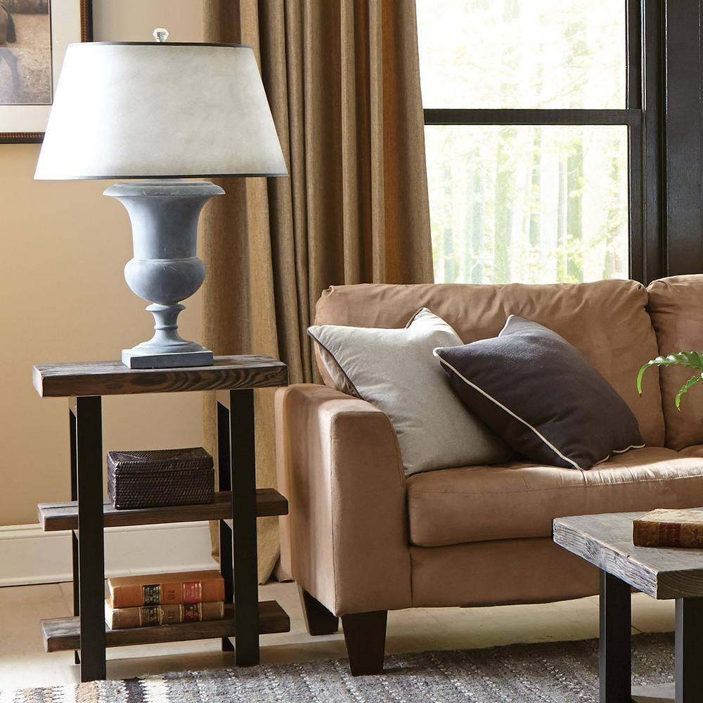 Pomona Rustic Natural Pine Wood and Metal 4-Piece Coffee Table Set