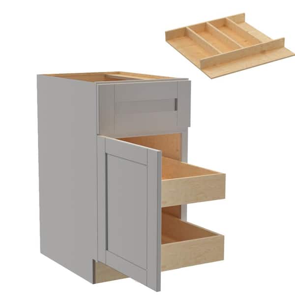 Home Decorators Collection Washington Veiled Gray Plywood Shaker Assembled Base Kitchen Cabinet Left 2ROT UT18 W in. 24 D in. 34.5 in. H