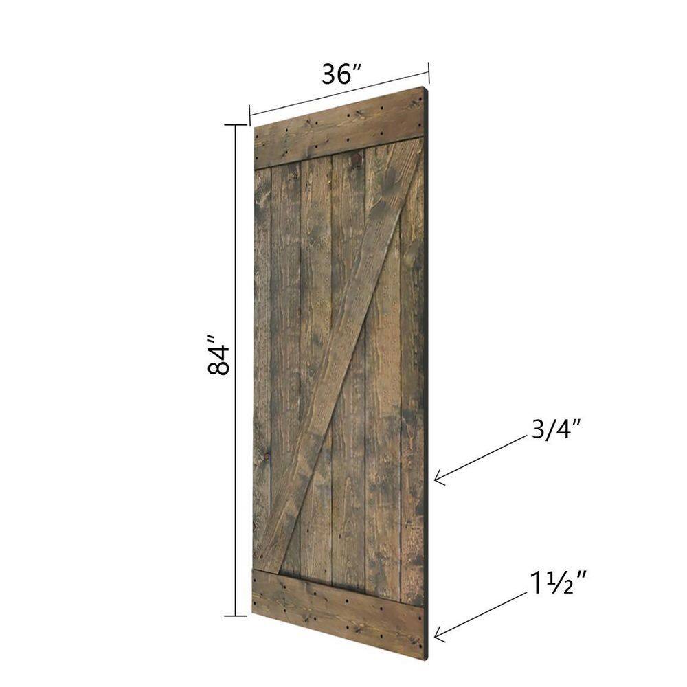 Cognac Finished Solid Wood 36'' x 84'' Traditional Barn Door Slab