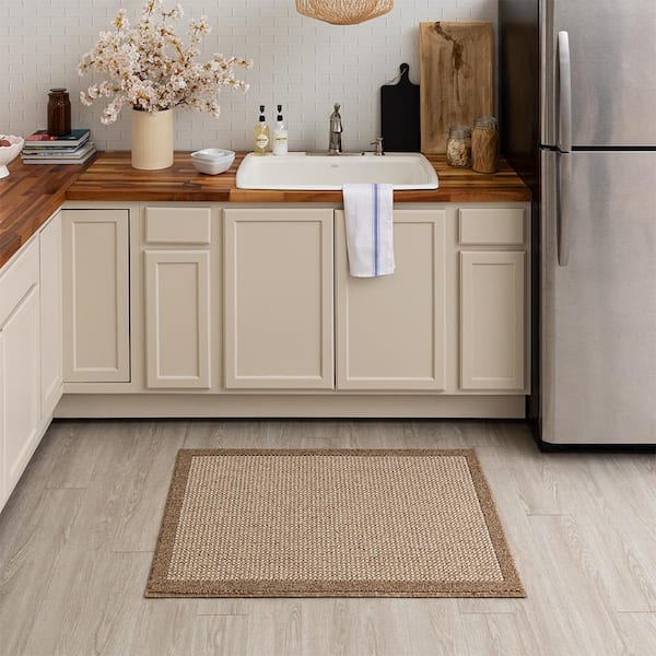 Lemans Border Praline/Starch 2 ft. 6 in. x 3 ft. 9 in. Machine Washable Area Rug