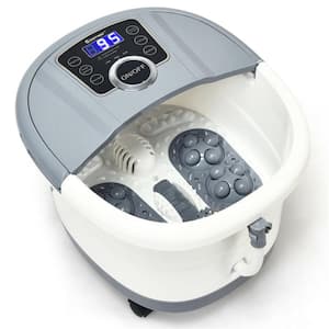 Portable Heated Electric Foot Spa Bath Roller Motorized Massager, Gray