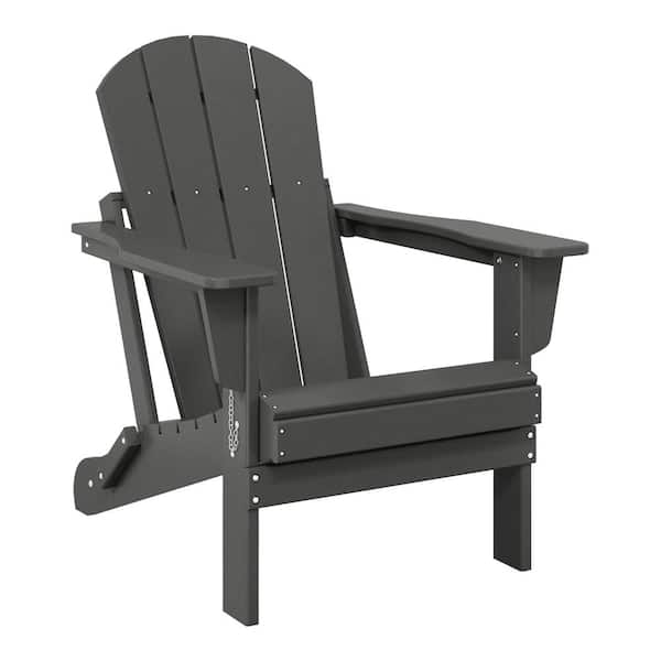 Laguna Fade Resistant Outdoor Patio HDPE Poly Plastic Classic Folding Adirondack Lawn Chair in Gray