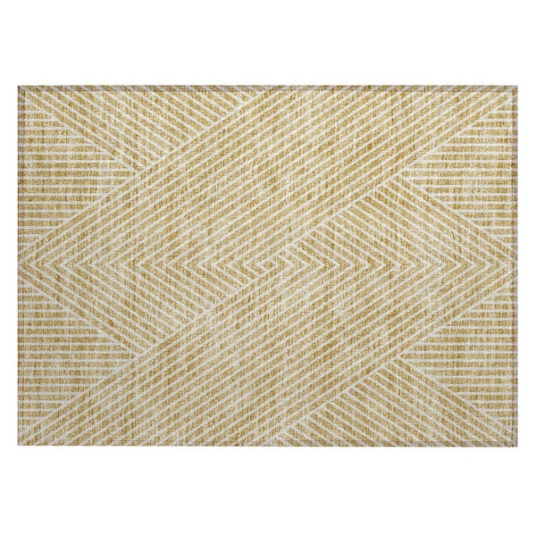 Chantille Machine Washable Indoor/Outdoor Abstract ACN937 Gold 1 ft. 8 in. x 2 ft. 6 in. Area Rug