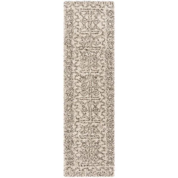 SAFAVIEH Hudson Shag Ivory/Gray 2 ft. x 12 ft. Runner Rug