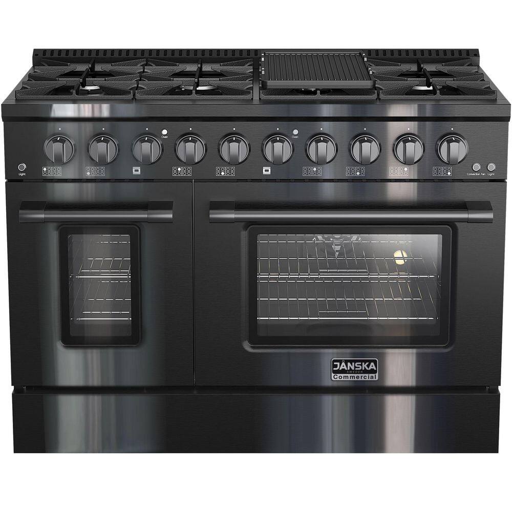 Designer Series 48 in. 8-Burner Freestanding, 6.7 cu. ft. Double Oven Gas Range with Griddle, PVD Black Stainless Steel price history on PriceWatchPro