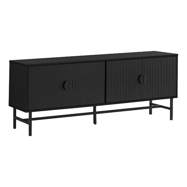 Unbranded Black Tv Stand Fits TVs up to 65-75 in. With Cabinets, Shelves and Cable Management