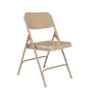 200 Series Beige Premium All-Steel Double Hinge Folding Chair (4-Pack)