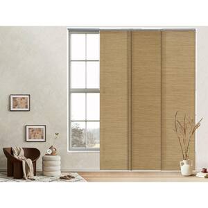 Pecan Light Filtering Adjustable Sliding Panel Blind with 23 in. Slates Up to 86 in. W x 96 in. L
