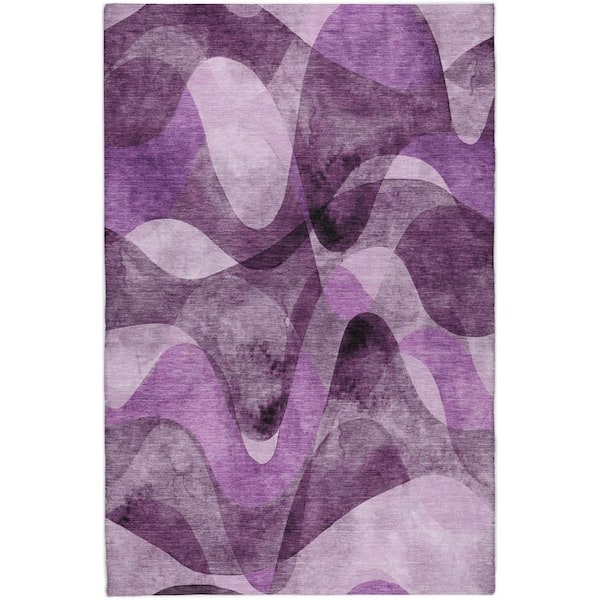 Dream Shag Premium Machine Washable Abstract ADS536 Purple 8 ft. x 10 ft. Area Rug