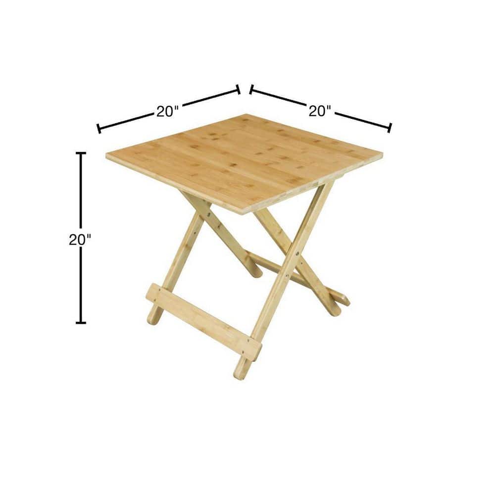 Natural Bamboo 20'' Portable Folding Side Table
