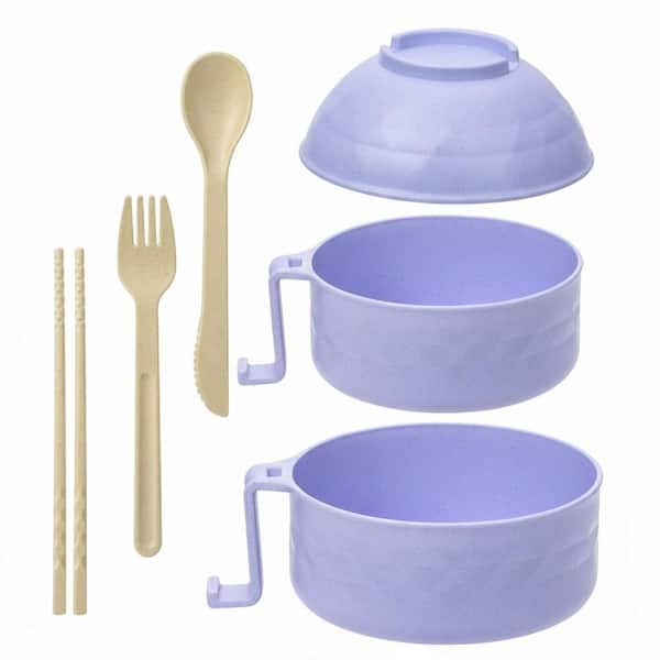 1-Piece Microwave Ramen Cooker Bowl 32 oz. Light Purple BPA-Free with Phone Stand for Dorm Home Office Noodles