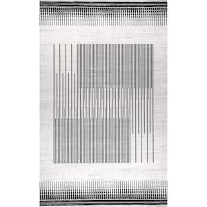 Chelsea Grey 5 ft. x 8 ft. Machine Washable Modern Abstract Line Indoor Area Rug