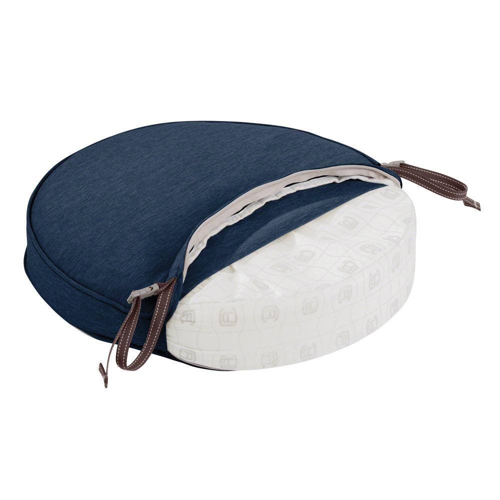 Heather Indigo Blue Round Outdoor Foam Chair Cushion