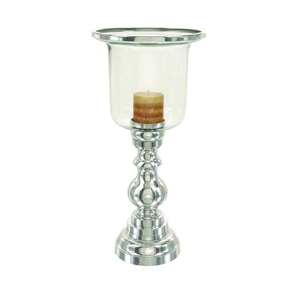 Home Decorators Collection 10 in. W Renata Silver Glass Candleholder