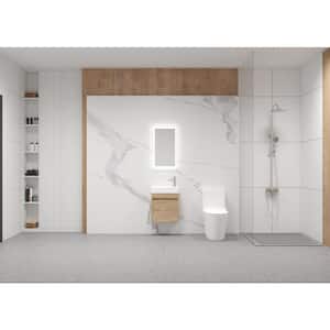 18.1 in. W x 10.2 in. D x 22.8 in. H Floating Wall Bath Vanity in Oak with White Resin Sink and Top, Soft Close Door
