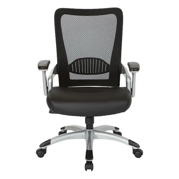 Office Star Products Manager's Chair with Black Faux Leather Seat and Mesh Back