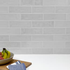 Bedouin Subway Tile 3 5/8 in. x 11 3/4 in. Light Grey Gloss Ceramic Wall Tile (5.4 sq. ft./Case)