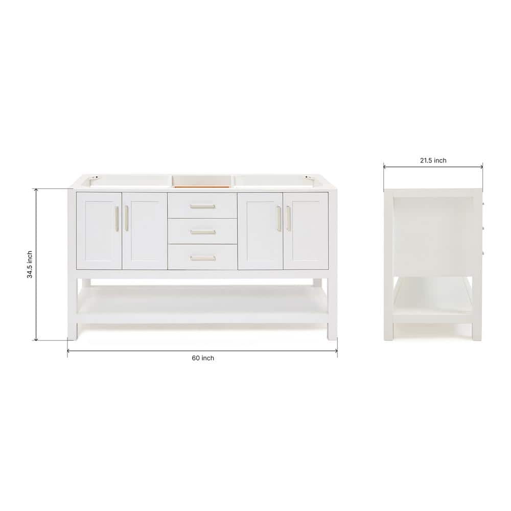 60'' White Double Freestanding Bathroom Vanity Base