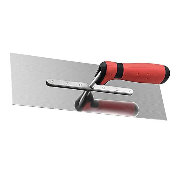 12 in. x 4 in. Stainless Steel Flat Finishing Trowel with Soft Rubber Handle, Drywall Tile Masonry Construction Tool