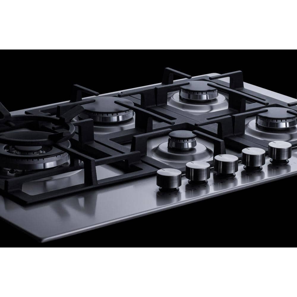 30" Stainless Steel 5-Burner Gas Cooktop with Cast Iron Grates