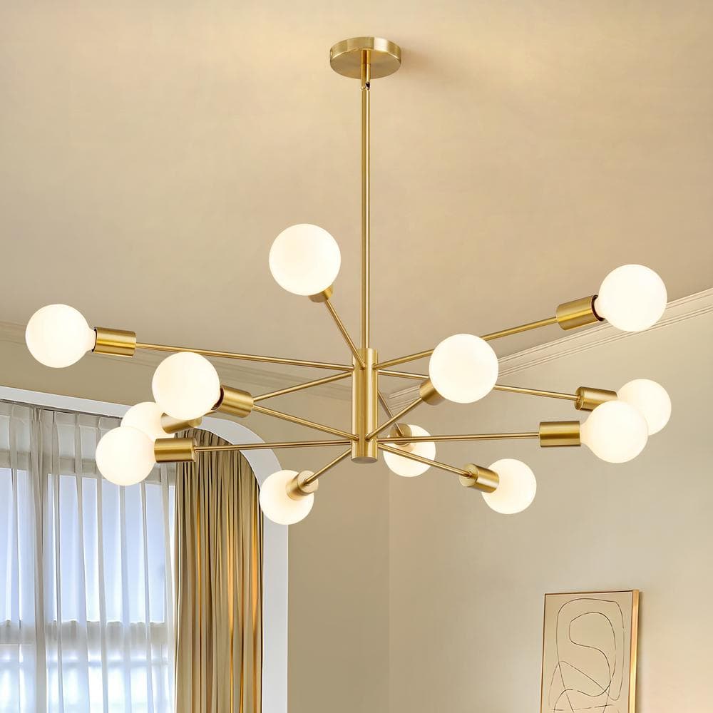 KAISITE 12-Light Height Adjustable Mid-Century Ceiling Light Gold
