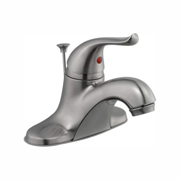 Glacier Bay Constructor 4 in. Single-Handle Low- Arch Bathroom Faucet in Brushed Nickel