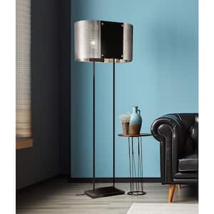 Noho by Robin Baron 62.5 in. Brushed Nickel and Black Standard Floor Lamp with Pierced Metal Shade