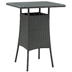 Sojourn Small Patio Patio Wicker Bar Height Outdoor Dining Table in Chocolate