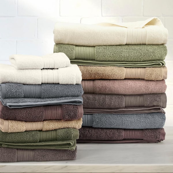 Solid Color Cotton Towels Set, With 2 Bath Towels 2 Hand Towels 4