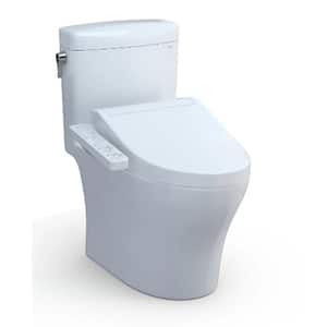 Aquia IV Cube 12 in. Rough In 2-Piece 0.8/1.28 GPF Dual Flush Elongated Toilet in Cotton White, C2 Washlet Seat Included