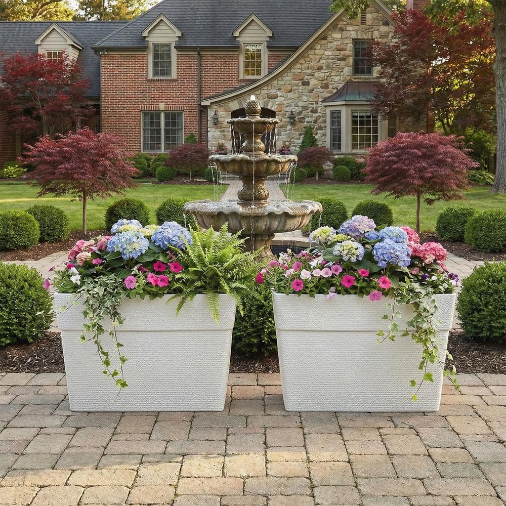 Dovelina Large 32 in. D White All-Weather Plastic Pedestal Planter