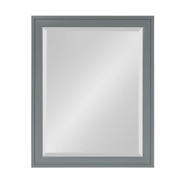 DesignOvation Bosc 17.5 in. W x 23.5 in. H Framed Rectangular Beveled Edge Bathroom Vanity Mirror in Gray