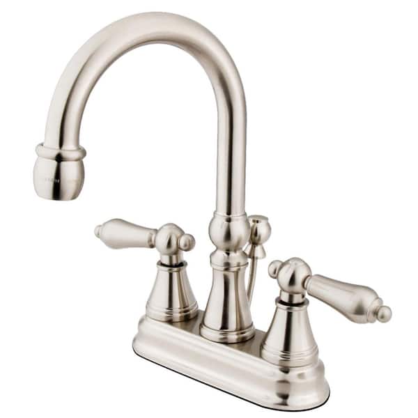 Governor 4 in. Centerset 2-Handle Bathroom Sink Faucet with Pop-Up Drain in Nickel